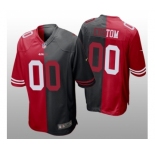 Men's San Francisco 49ers Customized Red Black Split Stitched Jersey