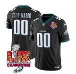 Men's Philadelphia Eagles Active Player Custom Black 2025 Eagles Logo Super Bowl LIX Patch New F.U.S.E. Vapor Limited Football Stitched Jersey