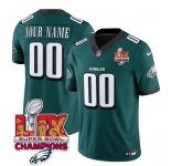 Men's Philadelphia Eagles Active Player Custom Green 2025 Eagles Logo Super Bowl LIX Patch New F.U.S.E. Vapor Limited Football Stitched Jersey