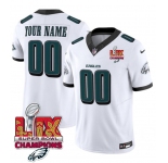 Men's Philadelphia Eagles Active Player Custom White 2025 Eagles Logo Super Bowl LIX Patch New F.U.S.E. Vapor Limited Football Stitched Jersey