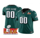 Men's Philadelphia Eagles Customized Green 2025 Super Bowl LIX FUSE Vapor Limited Jersey