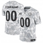 Men's Pittsburgh Steelers Active Player Custom 2024 F.U.S.E Arctic Camo Salute To Service Limited Stitched Football Jersey