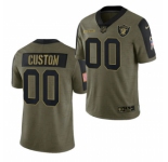 Men's Olive Las Vegas Raiders ACTIVE PLAYER Custom 2021 Salute To Service Limited Stitched Jersey