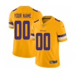 Men's Minnesota Vikings Customized Gold Stitched Football Limited Inverted Legend Jersey