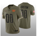 Men's Washington Commanders ACTIVE PLAYER Custom 2022 Olive Salute To Service Limited Stitched Jersey