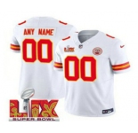 Men's Kansas City Chiefs Customized White 2025 Super Bowl LIX FUSE Vapor Limited Jersey