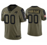 Men's Carolina Panthers ACTIVE PLAYER Custom 2021 Olive Salute To Service Limited Stitched Football Jersey