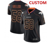 Men's Denver Broncos Custom NFL 2018 Lights Out Black Color Rush Limited Jersey