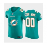 Men's Dolphins Custom Aqua Green Football Team Big Logo Fashion Vapor Elite Jersey