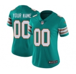 Women's Miami Dolphins Customized Aqua Green Alternate Jersey