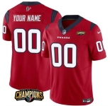 Men's Houston Texans Active Player Custom Red 2023 F.U.S.E. AFC South Champions Patch Vapor Limited Football Stitched Jersey