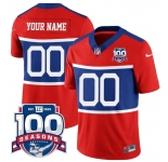 Men's New York Giants ACTIVE PLAYER Custom Century Red 100TH Season Commemorative Patch Limited Football Stitched Jersey