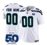 Men's Seattle Seahawks Active Player Custom White 2025 F.U.S.E. 50th Anniversary Patch Vapor Limited Stitched Jersey