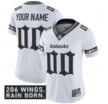 Women's Seattle Seahawks Active Player Custom White 2025 F.U.S.E. 'Gothic Rain City Shadows Edition' Vapor Untouchable Limited Football Stitched Jersey
