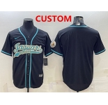 Men's Jacksonville Jaguars Custom Black With Patch Cool Base Stitched Baseball Jersey