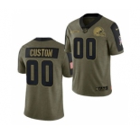 Men's Cleveland Browns ACTIVE PLAYER Custom 2021 Olive Salute To Service Limited Stitched Football Jersey