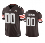 Men's Cleveland Browns Active Player Custom Brown 2023 F.U.S.E. With Jim Brown Memorial Patch Vapor Untouchable Limited Football Stitched Jersey