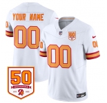 Men's Tampa Bay Buccaneers Active Player Custom White 2025 F.U.S.E. 50th Anniversary Patch Vapor Limited Football Stitched Jersey