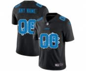 Men's Detroit Lions Custom Team Logo Dual Overlap Limited Football Jersey Black