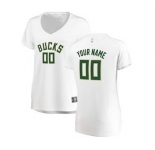 Women's Milwaukee Bucks White Custom Basketball Jersey - Association Edition