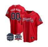 Men's Atlanta Braves Active Player Custom 2021 Navy World Series Champions With 150th Anniversary Cool Base Stitched Jersey
