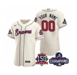 Men's Atlanta Braves Cream ACTIVE PLAYER Custom 2021 World Series Champions With 150th Anniversary Stitched Jersey