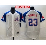Men's Atlanta Braves Custom White 2023 City Connect Flex Base Stitched Baseball Jersey