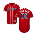 Men's Atlanta Braves Customized Alternate Scarlet Flex Base Custom Baseball Baseball Jersey