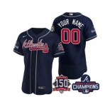 Men's Atlanta Braves Navy ACTIVE PLAYER Custom 2021 Red World Series Champions With 150th Anniversary Stitched Jersey
