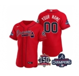 Men's Atlanta Braves Red ACTIVE PLAYER Custom 2021 World Series Champions With 150th Anniversary Patch Stitched Jersey