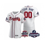 Men's Atlanta Braves White ACTIVE PLAYER Custom 2021 World Series Champions With 150th Anniversary Stitched Jersey