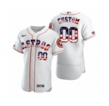 Men's Houston Astros Custom White Fluttering USA Flag Limited Edition Authentic Baseball Jersey