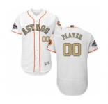 Men's Houston Astros Customized White FlexBase 2018 Gold Program Stitched Baseball Jersey