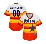Men's Houston Astros Customized White Orange Alternate Cooperstown Custom Baseball Baseball Jersey