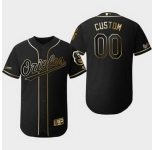 Men's 2019 Golden Edition Baltimore Orioles Black Custom Flex Base Jersey