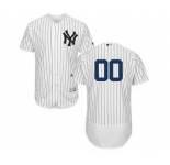 Men's New York Yankees Customized Home White Navy Flex Base Custom Baseball Baseball Jersey