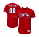 Men's Philadelphia Phillies Majestic Alternate Scarlet Flex Base Collection Customized Jersey