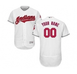 Men's Cleveland Indians Customized Home White Flex Base Custom Baseball Baseball Jersey