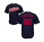 Men's Cleveland Indians Customized Navy Cool Base Custom Baseball Baseball Jersey