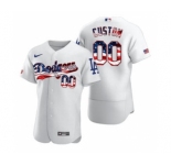 Men's Los Angeles Dodgers Custom White Fluttering USA Flag Limited Edition Authentic Baseball Jersey