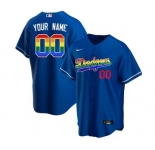 Men's Los Angeles Dodgers Customized Blue Cool Base Stitched Baseball Jersey