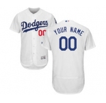 Men's Los Angeles Dodgers Customized Home White Flex Base Custom Baseball Baseball Jersey