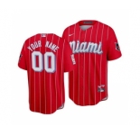 Men's Miami Marlins ACTIVE PLAYER Custom Red 2021 City Connect Cool Base Stitched Baseball Jersey