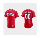 Men's Miami Marlins ACTIVE PLAYER Custom Red 2021 City Connect Flex Base Stitched Baseball Jersey