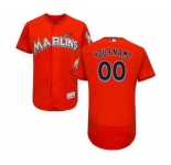 Men's Miami Marlins Customized Alternate Fire Red Flex Base Custom Baseball Baseball Jersey