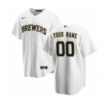 Men's Milwaukee Brewers Alternate 2020 Baseball Custom Cool Base Jersey - White Navy