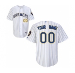 Milwaukee Brewers Personalized Custom white strip Baseball Jersey