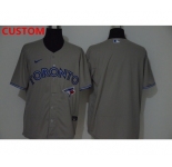 Men's Toronto Blue Jays Custom Gray Stitched MLB Cool Base Nike Jersey