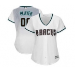 Women's Arizona Diamondbacks Customized White Aqua Alternate Cool Base Custom Jersey