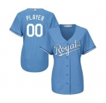 Women's Kansas City Royals Customized Light Blue Cool Base Custom Alternate Jersey